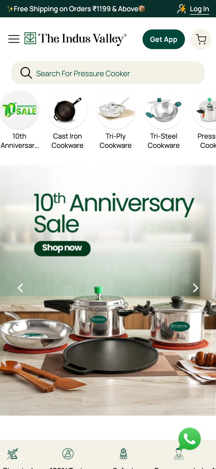 The Indus Valley — Homepage showing lifestyle imagery and social proof signals